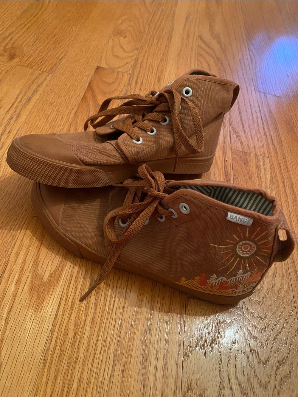 Women Brown Canvas High-Top Sneakers
